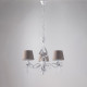 Lampadario in metallo bianco con decorazione shabby 3 luci con paralumi in pvc