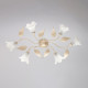 Plafoniera grande con struttura linee classiche in metallo e diffusore in vetro