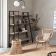 Libreria industrial in metallo e legno con ripiani inclinati Manchester