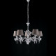 Lampadario moderno in metallo con decorazione shabby 5 luci paralumi in pvc
