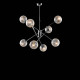 Lampadario in metallo cromo lucido con sfere in vetro soffiato trasparente