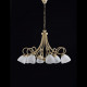 Lampadario grande paralumi in vetro e con struttura in metallo