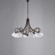 Lampadario grande paralumi in vetro e con struttura in metallo