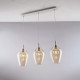 Lampada a sospensione con 3 diffusori lineari in vetro dal design moderno