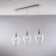 Lampada a sospensione con 3 diffusori lineari in vetro dal design moderno