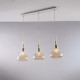 Lampada a sospensione con 3 diffusori lineari in vetro dal design moderno