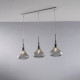 Lampada a sospensione con 3 diffusori lineari in vetro dal design moderno
