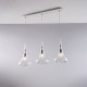 Lampada a sospensione con 3 diffusori lineari in vetro dal design moderno