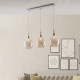 Lampada a sospensione con 3 diffusori lineari in vetro dal design moderno