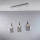 Lampada a sospensione con 3 diffusori lineari in vetro dal design moderno