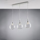 Lampada a sospensione con 3 diffusori lineari in vetro dal design moderno