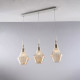 Lampada a sospensione con 3 diffusori lineari in vetro dal design moderno
