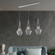 Lampada a sospensione con 3 diffusori lineari in vetro dal design moderno