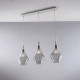 Lampada a sospensione con 3 diffusori lineari in vetro dal design moderno