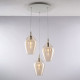 Lampada a sospensione con 3 diffusori pendenti in vetro dal design moderno