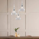 Lampada a sospensione con 3 diffusori pendenti in vetro dal design moderno