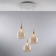 Lampada a sospensione con 3 diffusori pendenti in vetro dal design moderno