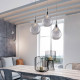 Lampada a sospensione con 3 diffusori pendenti in vetro dal design moderno