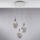 Lampada a sospensione con 3 diffusori pendenti in vetro dal design moderno