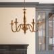 Lampadario classico con 5 diffusori e struttura in legno regolabile in altezza