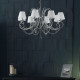 Lampadario classico con 8 luci con strass in cristallo e paralumi in tessuto
