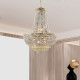 Lampadario classico grande con struttura in metallo e paralume in vetro