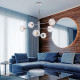 Lampadario grande in metallo con 6 diffusori dal design moderno ed elegante