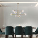Lampadario grande in metallo con 8 diffusori dal design moderno ed elegante