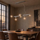 Lampadario moderno lineare in metallo con 6 lampadine