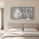 Capezzale contemporaneo con la sacra famiglia con pannello in legno 105x60