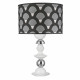 Lampada da tavolo in amrmorino con paralume in tessuto nero e bianco