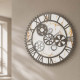 Orologio da parete in legno con ingranaggi in stile moderno