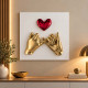 Quadro con pannello in legno e raffigurazione in marmorino