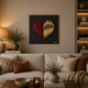 Quadro moderno con pannello in legno e cuore in marmorino