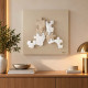 Quadro moderno con pannello in legno e soggetto con visi in marmorino