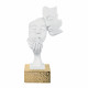 Scultura da tavolo in marmorino dal design moderno con coppia di visi