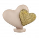 Scultura piccola con doppio cuore in marmorino