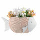 Vaso basso da interno in marmorino a forma di pesce dal design moderno