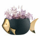 Vaso basso da interno in marmorino a forma di pesce dal design moderno