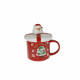 Mug in ceramica con tappo e cucchiaino a tema natalizio