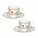 Set 2 tazze caffè con piattino in porcellana