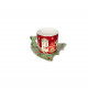 Set 2 tazze in porcellana con piattino a forma di albero di natale