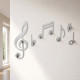 Appendiabiti da parete per ingresso in legno con note musicali e 7 ganci