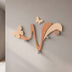 Attaccapanni da parete in legno dal design moderno con farfalle