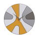 Orologio da parete rotondo in legno con design asimmetrico e lancette in metallo