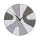 Orologio da parete rotondo in legno con design asimmetrico e lancette in metallo