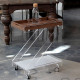 Carrello portavivande in plexiglass con ruote e vassoio separabile in legno