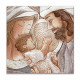 Capezzale quadrato sacra famiglia con bassorilievo dipinto a mano retro in legno