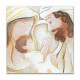 Capezzale quadrato sacra famiglia con bassorilievo dipinto a mano retro in legno