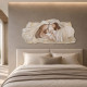 Capezzale quadro sacra famiglia su bassorilievo dipinto a mano retro in legno